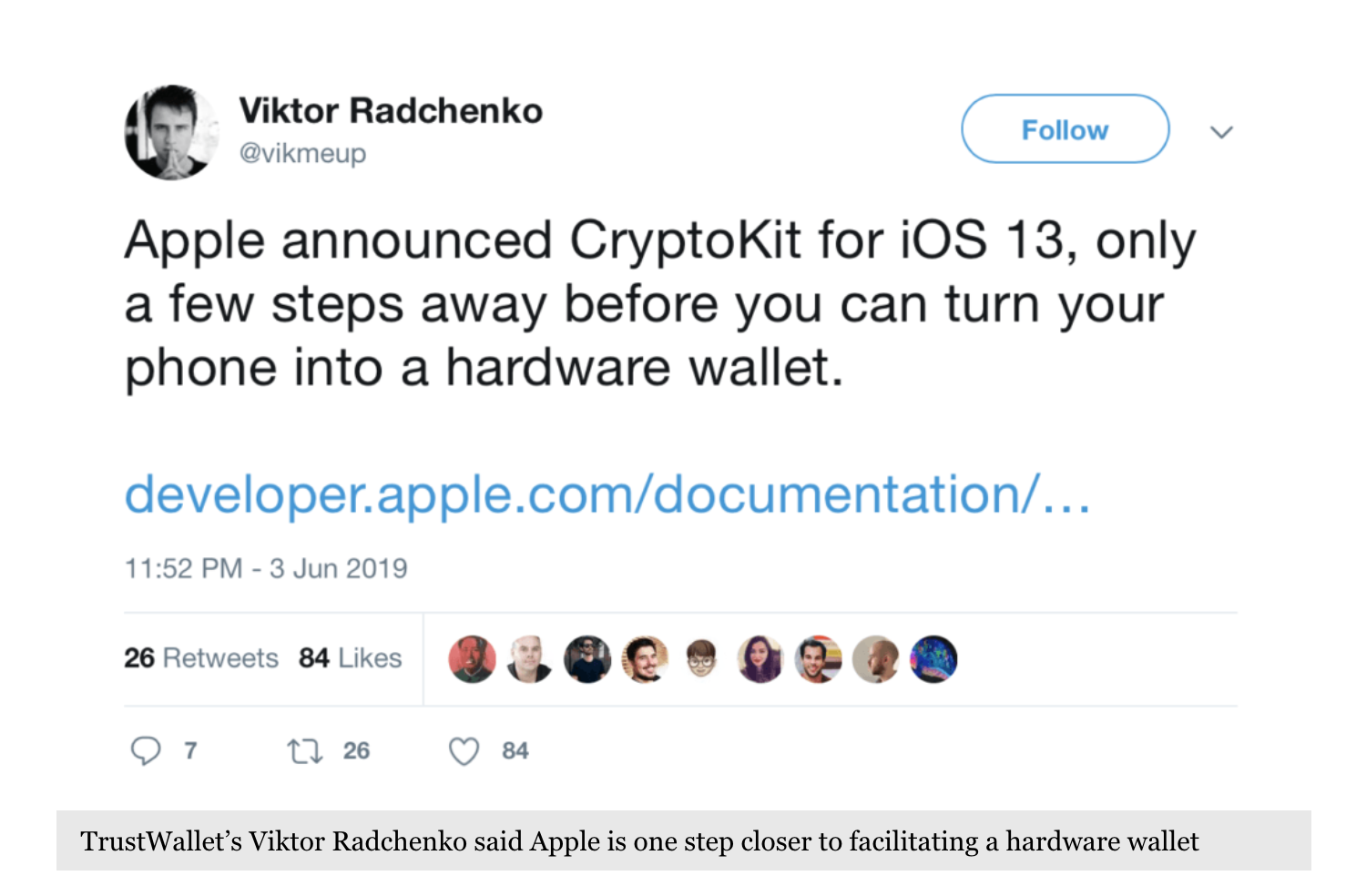 Apple Announces CryptoKit, Achieve A Level of Security Similar To Hardware Wallets (#GotBitcoin?)