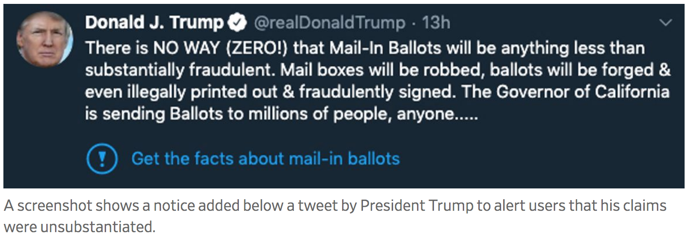 Twitter Adds Fact-Check Notices To Trump Tweets On Mail-In Ballots (#GotBitcoin?)