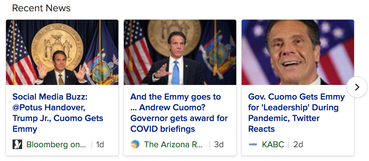 Governor Cuomo Gets Emmy For 'Leadership' During Pandemic. Trump Gets Nada, Zip, Bumpkis, Zelch!!