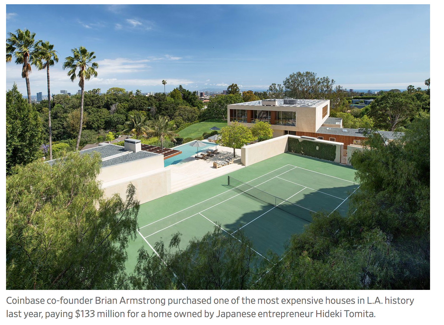 Bitcoin Enthusiast And CEO Brian Armstrong Buys Los Angeles Home For $133 Million