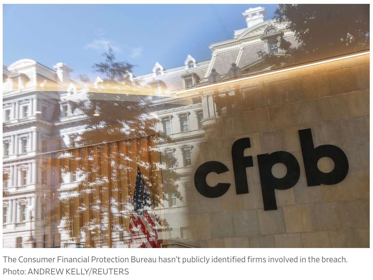 CFPB (Idiots) Says Staffer Sent 250,000 Consumers’ Data To Personal Account #GotBitcoin